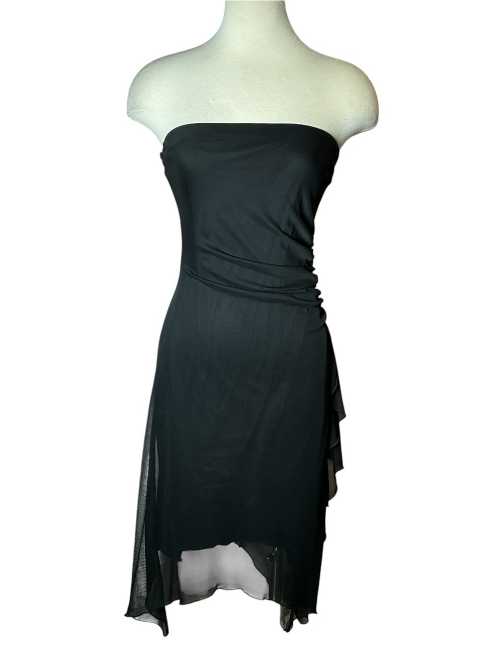 Y2K Le Chateau Strapless Asymmetrical Midi Dress